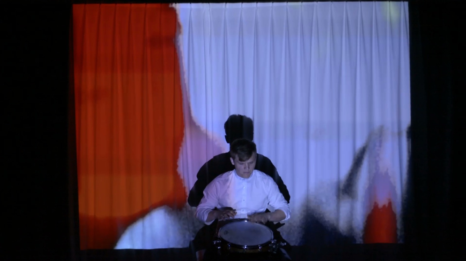 Piece for snare drum and audiovisual feedback, Brian Archinal, Kaj Duncan David